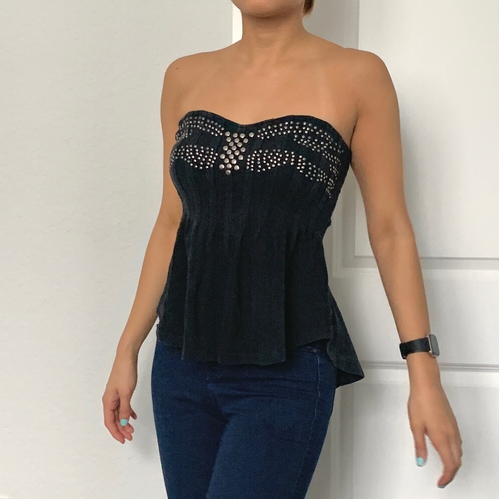 Strapless Free People peplum top